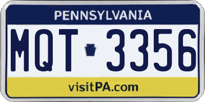PA license plate MQT3356