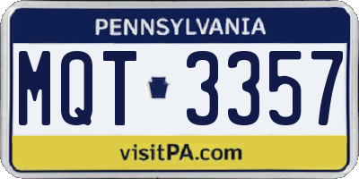 PA license plate MQT3357