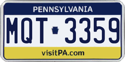 PA license plate MQT3359
