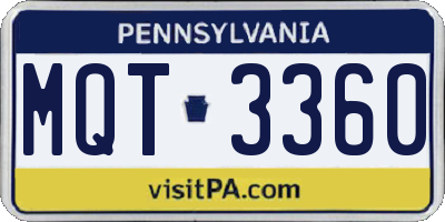 PA license plate MQT3360