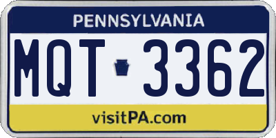 PA license plate MQT3362