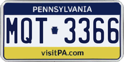 PA license plate MQT3366
