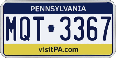 PA license plate MQT3367