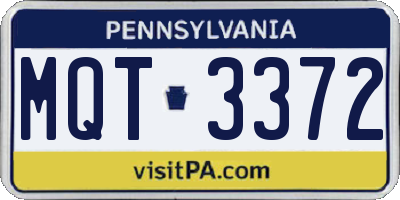 PA license plate MQT3372