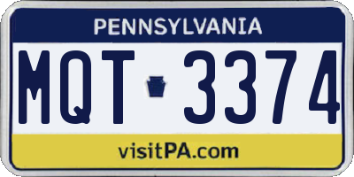 PA license plate MQT3374