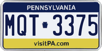 PA license plate MQT3375