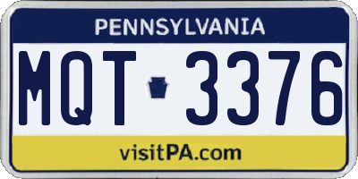 PA license plate MQT3376