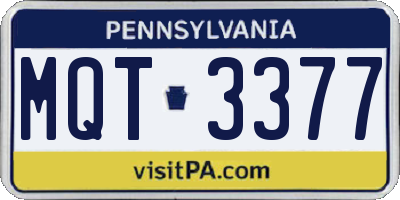 PA license plate MQT3377