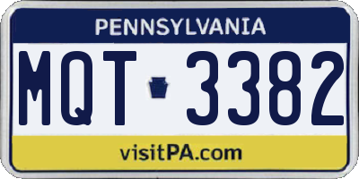 PA license plate MQT3382