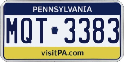 PA license plate MQT3383