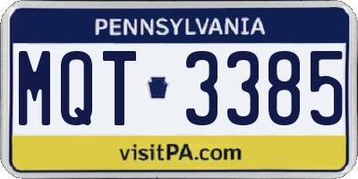 PA license plate MQT3385