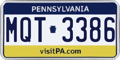 PA license plate MQT3386