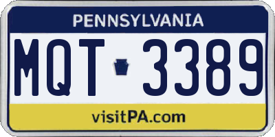 PA license plate MQT3389