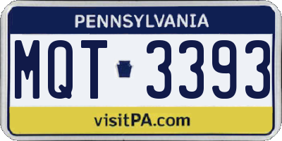 PA license plate MQT3393