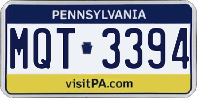 PA license plate MQT3394