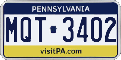 PA license plate MQT3402