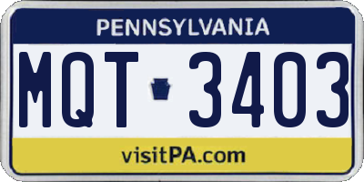 PA license plate MQT3403
