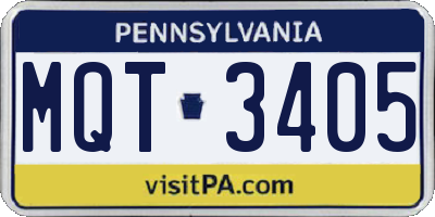 PA license plate MQT3405