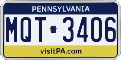 PA license plate MQT3406