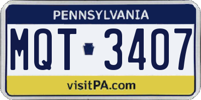 PA license plate MQT3407