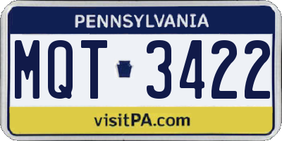 PA license plate MQT3422