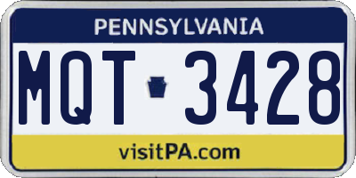 PA license plate MQT3428