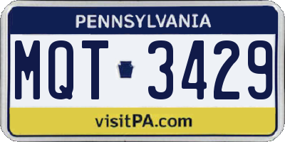 PA license plate MQT3429