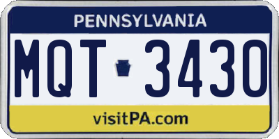 PA license plate MQT3430