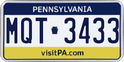 PA license plate MQT3433