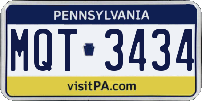 PA license plate MQT3434