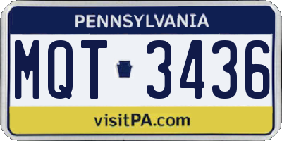 PA license plate MQT3436