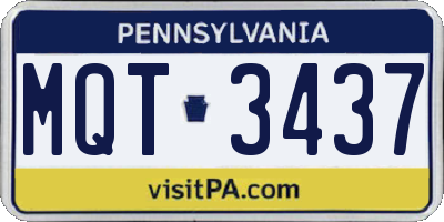 PA license plate MQT3437