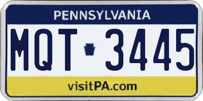 PA license plate MQT3445