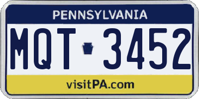 PA license plate MQT3452