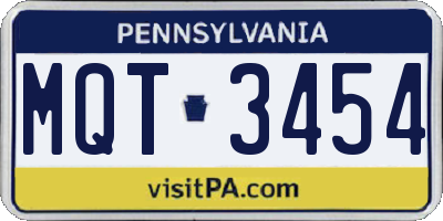 PA license plate MQT3454