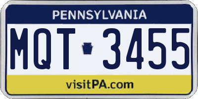 PA license plate MQT3455
