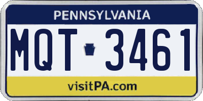 PA license plate MQT3461