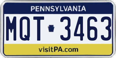 PA license plate MQT3463