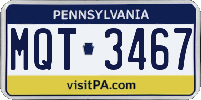 PA license plate MQT3467