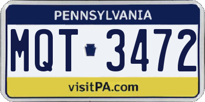 PA license plate MQT3472