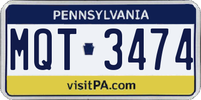 PA license plate MQT3474
