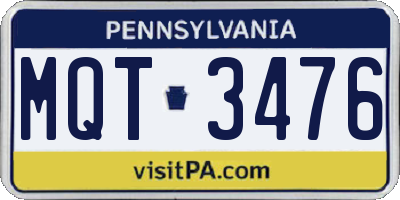 PA license plate MQT3476