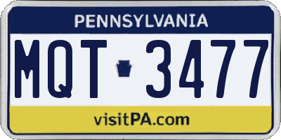 PA license plate MQT3477
