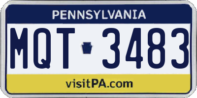 PA license plate MQT3483