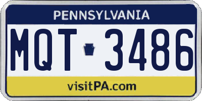 PA license plate MQT3486