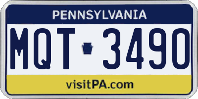 PA license plate MQT3490
