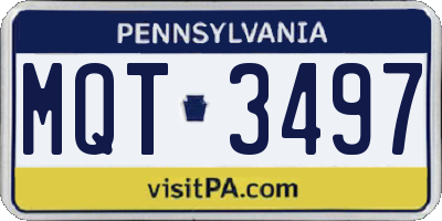 PA license plate MQT3497