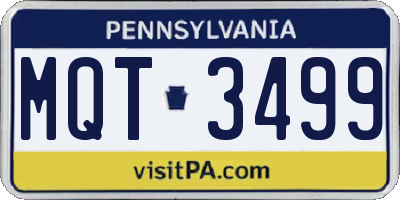 PA license plate MQT3499