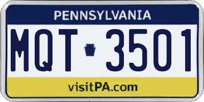PA license plate MQT3501