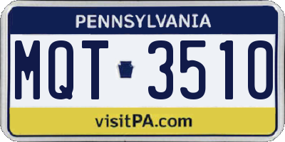 PA license plate MQT3510